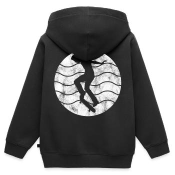 Skateboarder Skateboard Skater Skate Skateing - Sweat Premium à capuche zippé enfant bio - noir - Dos - AI Model Kid Male (0cm)