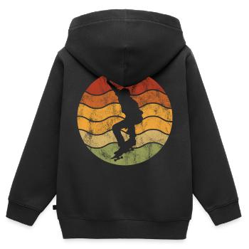 Skateboard Skateboarder Skater Skate Skateing - Sweat Premium à capuche zippé enfant bio - noir - Dos - AI Model Kid Male (0cm)