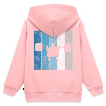 Musculation Bodybuilder GYM Fitnessstudio Retro - Sweat Premium à capuche zippé enfant bio - rose - Dos - AI Model Kid Female (0cm)