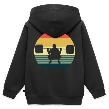 Musculation Bodybuilder GYM Fitnessstudio Retro - Sweat Premium à capuche zippé enfant bio - noir - Dos - AI Model Kid Male (0cm)