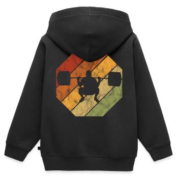 Musculation Bodybuilder GYM Fitnessstudio Retro - Sweat Premium à capuche zippé enfant bio - noir - Dos - AI Model Kid Male (0cm)