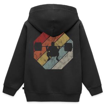 Musculation Bodybuilder GYM Fitnessstudio Retro - Sweat Premium à capuche zippé enfant bio - noir - Dos - AI Model Kid Male (0cm)