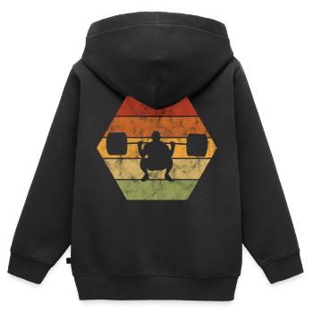 Musculation Bodybuilder GYM Fitnessstudio Retro - Sweat Premium à capuche zippé enfant bio - noir - Dos - AI Model Kid Male (0cm)
