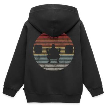 Musculation Bodybuilder GYM Fitnessstudio Retro - Sweat Premium à capuche zippé enfant bio - noir - Dos - AI Model Kid Male (0cm)