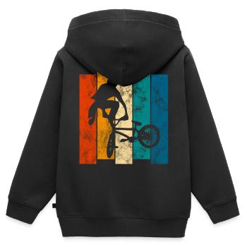 BMX Vélo Vélo Rétro Cadeau Vélo Motocross - Sweat Premium à capuche zippé enfant bio - noir - Dos - AI Model Kid Male (0cm)