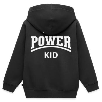Power Kid (Enfant / Enfant / Fils / Fille / Blanc) - Sweat Premium à capuche zippé enfant bio - noir - Dos - AI Model Kid Male (0cm)