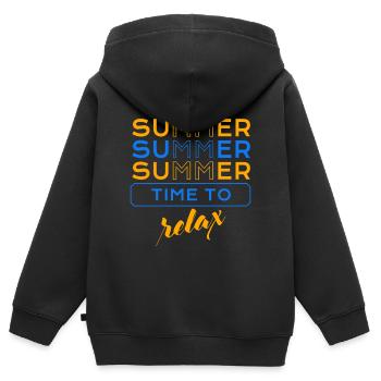 L’heure d’été pour détendre EV - Sweat Premium à capuche zippé enfant bio - noir - Dos - AI Model Kid Male (0cm)