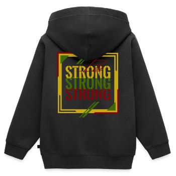 Soyez fort à l’automne - Sweat Premium à capuche zippé enfant bio - noir - Dos - AI Model Kid Male (0cm)