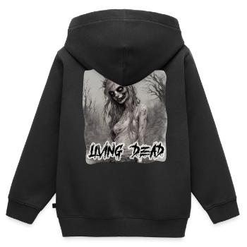 Morts-vivants / Zombie / Morts-vivants / Monstre / Effrayant - Sweat Premium à capuche zippé enfant bio - noir - Dos - AI Model Kid Male (0cm)