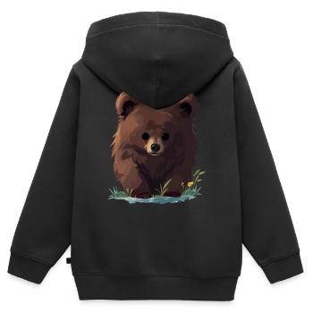 Niedliches Bärenjunges - Kinder Premium Organic Zip Hoodie - Schwarz - Hinten - AI Model Kid Male (0cm)