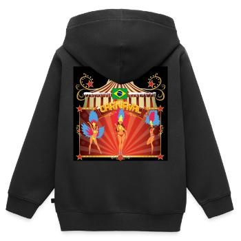 Samba T-shirt - Brasilien - Kinder Premium Organic Zip Hoodie - Schwarz - Hinten - AI Model Kid Male (0cm)