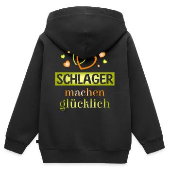 Schlager vous rend heureux - Sweat Premium à capuche zippé enfant bio - noir - Dos - AI Model Kid Male (0cm)