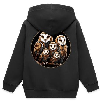 Schleiereule Schleiereulenfamilie Eulengrafik - Kinder Premium Organic Zip Hoodie - Schwarz - Hinten - AI Model Kid Male (0cm)