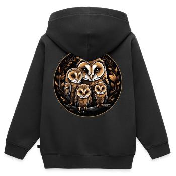 Schleiereule Schleiereulenfamilie Eulengrafik - Kinder Premium Organic Zip Hoodie - Schwarz - Hinten - AI Model Kid Male (0cm)