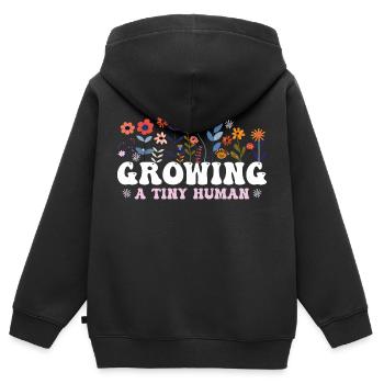 Anbau einer winzigen menschlichen Boho-Blume Blumenschwanger - Kinder Premium Organic Zip Hoodie - Schwarz - Hinten - AI Model Kid Male (0cm)