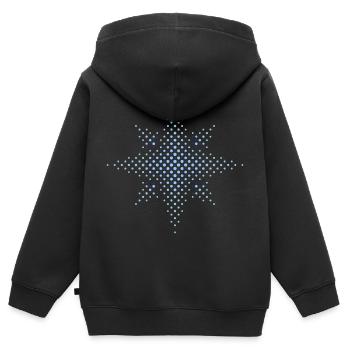 Étoile de l’Avent / Poinsettia (Points d’étoile / Bleu) - Sweat Premium à capuche zippé enfant bio - noir - Dos - AI Model Kid Male (0cm)