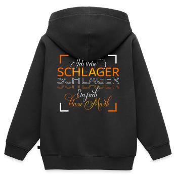 J’adore Schlager - Sweat Premium à capuche zippé enfant bio - noir - Dos - AI Model Kid Male (0cm)