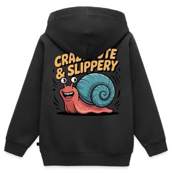 Crazy cute & slippery Süße Schnecke schleimig - Kinder Premium Organic Zip Hoodie - Schwarz - Hinten - AI Model Kid Male (0cm)