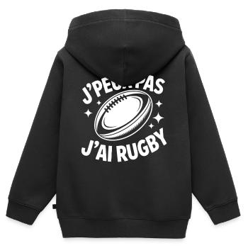 I Can't, I Have Rugby – Humorvolles T-Shirt - Kinder Premium Organic Zip Hoodie - Schwarz - Hinten - AI Model Kid Male (0cm)