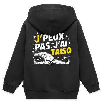 Ich kann nicht, ich habe Taïso – Körper - Kinder Premium Organic Zip Hoodie - Schwarz - Hinten - AI Model Kid Male (0cm)