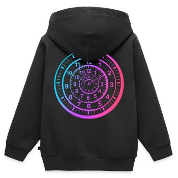 Time travel - Kids Premium Organic Zip-up Hoodie - black - Back - AI Model Kid Male (0cm)