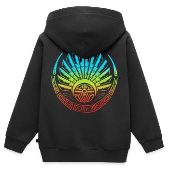 aztec Maya kalender Inka - Kinder Premium Organic Zip Hoodie - Schwarz - Hinten - AI Model Kid Male (0cm)