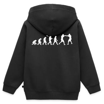 Évolution De La Boxe | Cadeau Boxeur - Sweat Premium à capuche zippé enfant bio - noir - Dos - AI Model Kid Male (0cm)