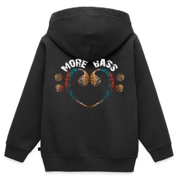 Plus de basses s’il vous plaît, grosse clé de fa - Sweat Premium à capuche zippé enfant bio - noir - Dos - AI Model Kid Male (0cm)