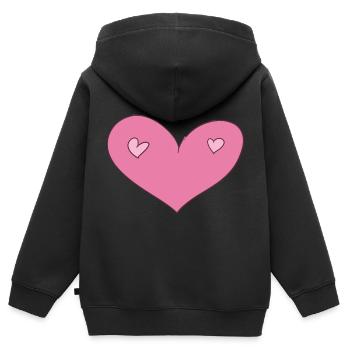 herzen herz - Kinder Premium Organic Zip Hoodie - Schwarz - Hinten - AI Model Kid Male (0cm)