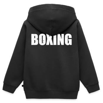 Boxen - Kinder Premium Organic Zip Hoodie - Schwarz - Hinten - AI Model Kid Male (0cm)