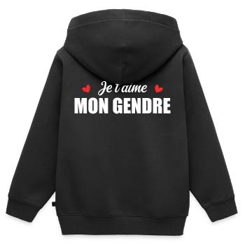 Ich liebe dich, mein Schwiegersohn - Kinder Premium Organic Zip Hoodie - Schwarz - Hinten - AI Model Kid Male (0cm)