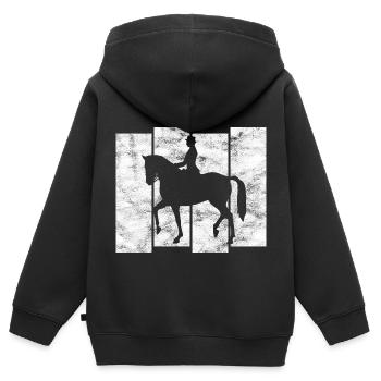 Dressurreiten Dressurreiter Reiten Reiter Pferd - Kinder Premium Organic Zip Hoodie - Schwarz - Hinten - AI Model Kid Male (0cm)