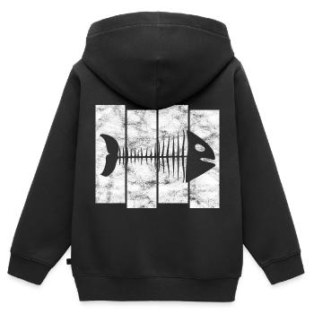 Fischgräte für Angler, Fischer und Kinder | Fische - Kinder Premium Organic Zip Hoodie - Schwarz - Hinten - AI Model Kid Male (0cm)