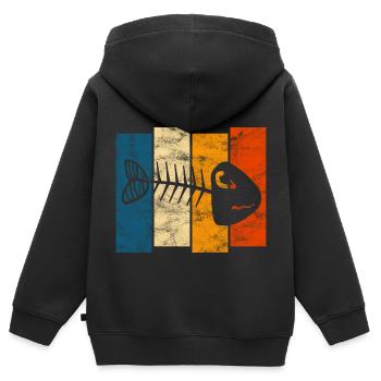 Fischgräte für Angler, Fischer und Kinder | Fische - Kinder Premium Organic Zip Hoodie - Schwarz - Hinten - AI Model Kid Male (0cm)