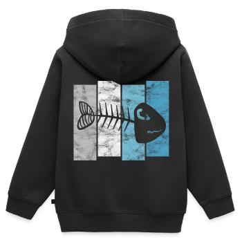 Fischgräte für Angler, Fischer und Kinder | Fische - Kinder Premium Organic Zip Hoodie - Schwarz - Hinten - AI Model Kid Male (0cm)