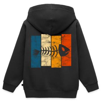 Fischgräte für Angler, Fischer und Kinder | Fische - Kinder Premium Organic Zip Hoodie - Schwarz - Hinten - AI Model Kid Male (0cm)