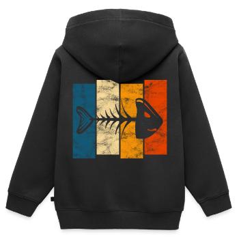 Fischgräte für Angler, Fischer und Kinder | Fische - Kinder Premium Organic Zip Hoodie - Schwarz - Hinten - AI Model Kid Male (0cm)