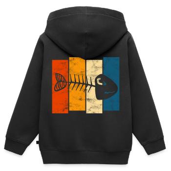 Fischgräte für Angler, Fischer und Kinder | Fische - Kinder Premium Organic Zip Hoodie - Schwarz - Hinten - AI Model Kid Male (0cm)