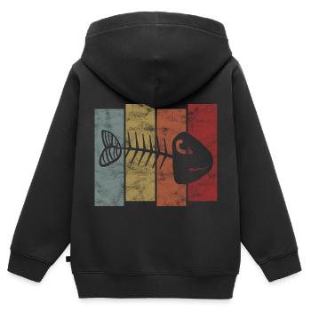 Fischgräte für Angler, Fischer und Kinder | Fische - Kinder Premium Organic Zip Hoodie - Schwarz - Hinten - AI Model Kid Male (0cm)