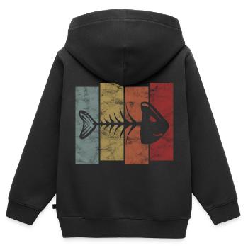 Fischgräte für Angler, Fischer und Kinder | Fische - Kinder Premium Organic Zip Hoodie - Schwarz - Hinten - AI Model Kid Male (0cm)