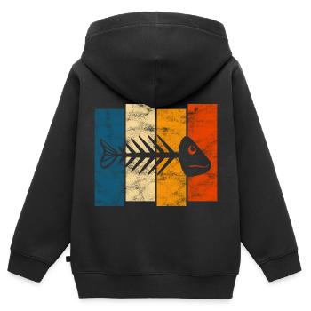 Fischgräte für Angler, Fischer und Kinder | Fische - Kinder Premium Organic Zip Hoodie - Schwarz - Hinten - AI Model Kid Male (0cm)