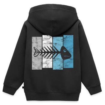 Fischgräte für Angler, Fischer und Kinder | Fische - Kinder Premium Organic Zip Hoodie - Schwarz - Hinten - AI Model Kid Male (0cm)