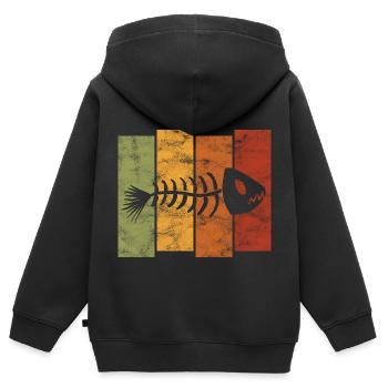 Fischgräte für Angler, Fischer und Kinder | Fische - Kinder Premium Organic Zip Hoodie - Schwarz - Hinten - AI Model Kid Male (0cm)