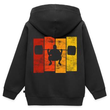 Musculation Bodybuilder GYM Fitnessstudio Retro - Sweat Premium à capuche zippé enfant bio - noir - Dos - AI Model Kid Male (0cm)