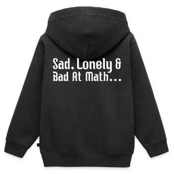 Traurig, einsam und schlecht in Mathe - Kinder Premium Organic Zip Hoodie - Schwarz - Hinten - AI Model Kid Male (0cm)