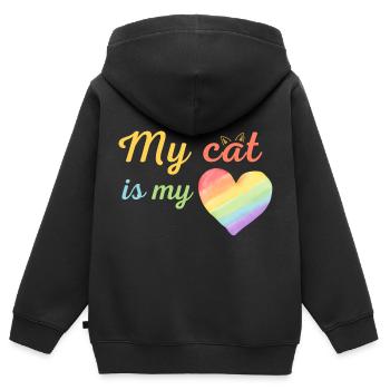Meine Katze ist meine liebe Regenbogenfarben - Kinder Premium Organic Zip Hoodie - Schwarz - Hinten - AI Model Kid Male (0cm)