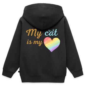 Meine Katze ist mein liebevolles Regenbogenblau - Kinder Premium Organic Zip Hoodie - Schwarz - Hinten - AI Model Kid Male (0cm)