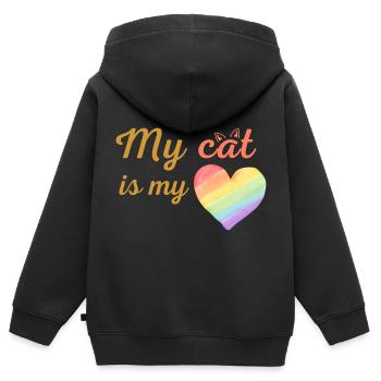 Meine Katze ist meine liebevolle Regenbogenorange - Kinder Premium Organic Zip Hoodie - Schwarz - Hinten - AI Model Kid Male (0cm)