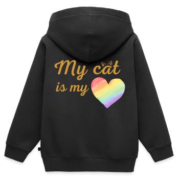 Meine Katze ist mein liebevoller Regenbogen - Kinder Premium Organic Zip Hoodie - Schwarz - Hinten - AI Model Kid Male (0cm)
