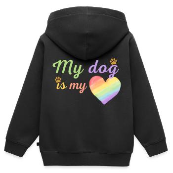 My dog is my loving rainbow purple - Sweat Premium à capuche zippé enfant bio - noir - Dos - AI Model Kid Male (0cm)
